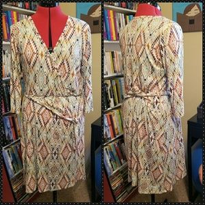 Long sleeve faux wrap dress